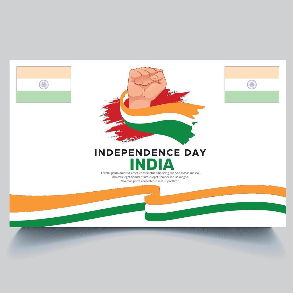 Happy India independence Day Banner and hand flag design vector