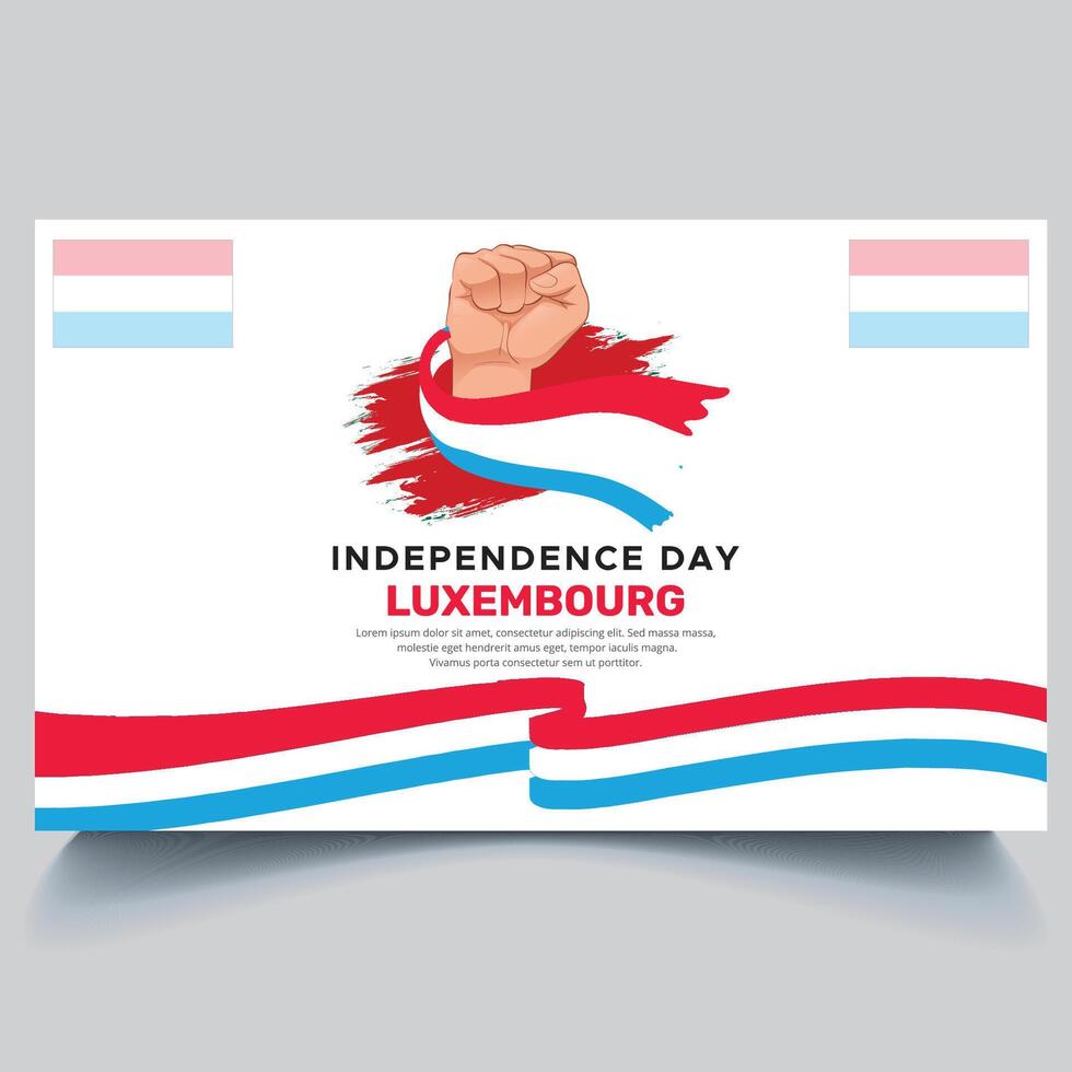 Happy Luxembourg independence Day Banner and hand flag design vector