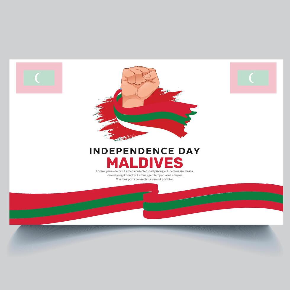 Happy Maldives independence Day Banner and hand flag design vector