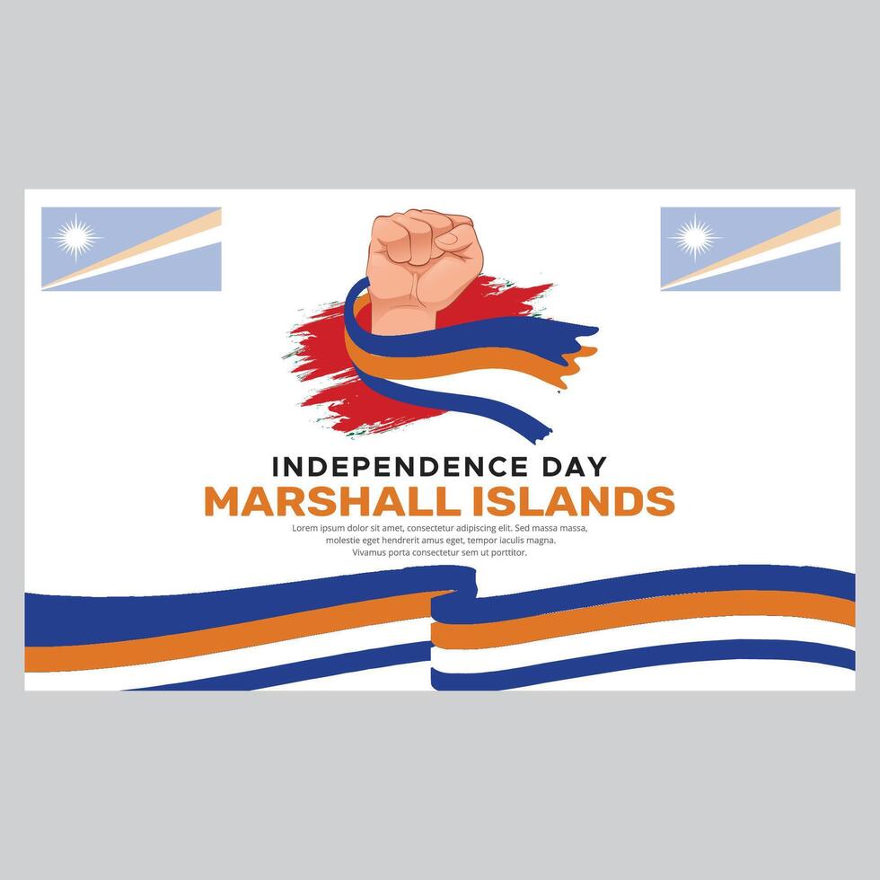 Happy Marshall islands independence Day Banner and hand flag design vector