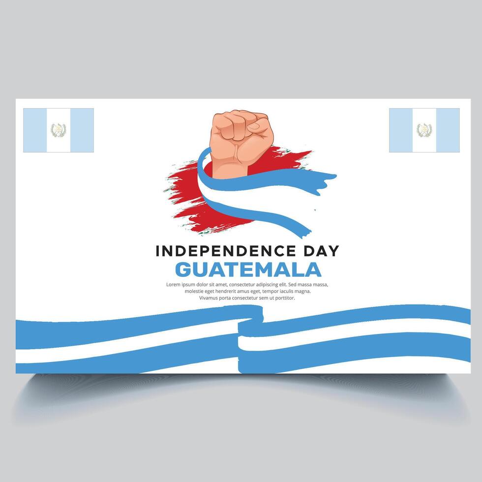 Happy Guatemala independence Day Banner and hand flag design vector