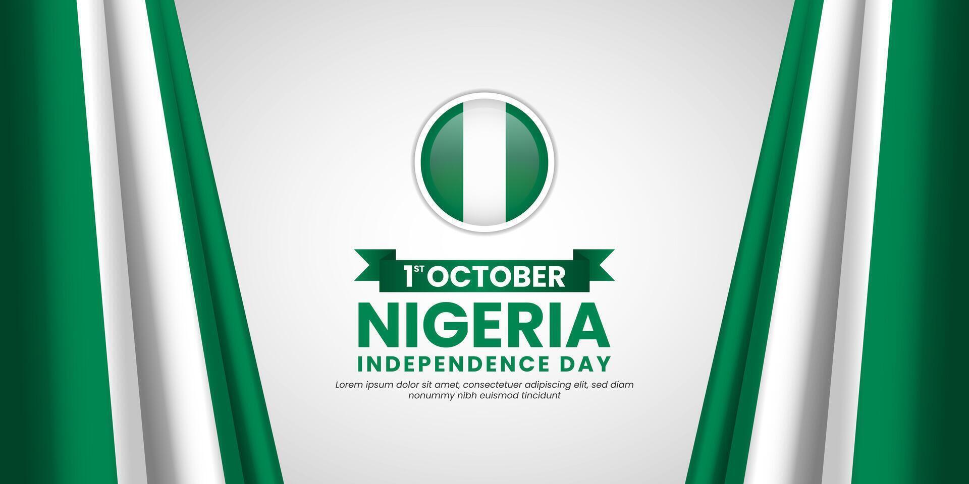 Nigeria independence day banner background design template with waving flag vector