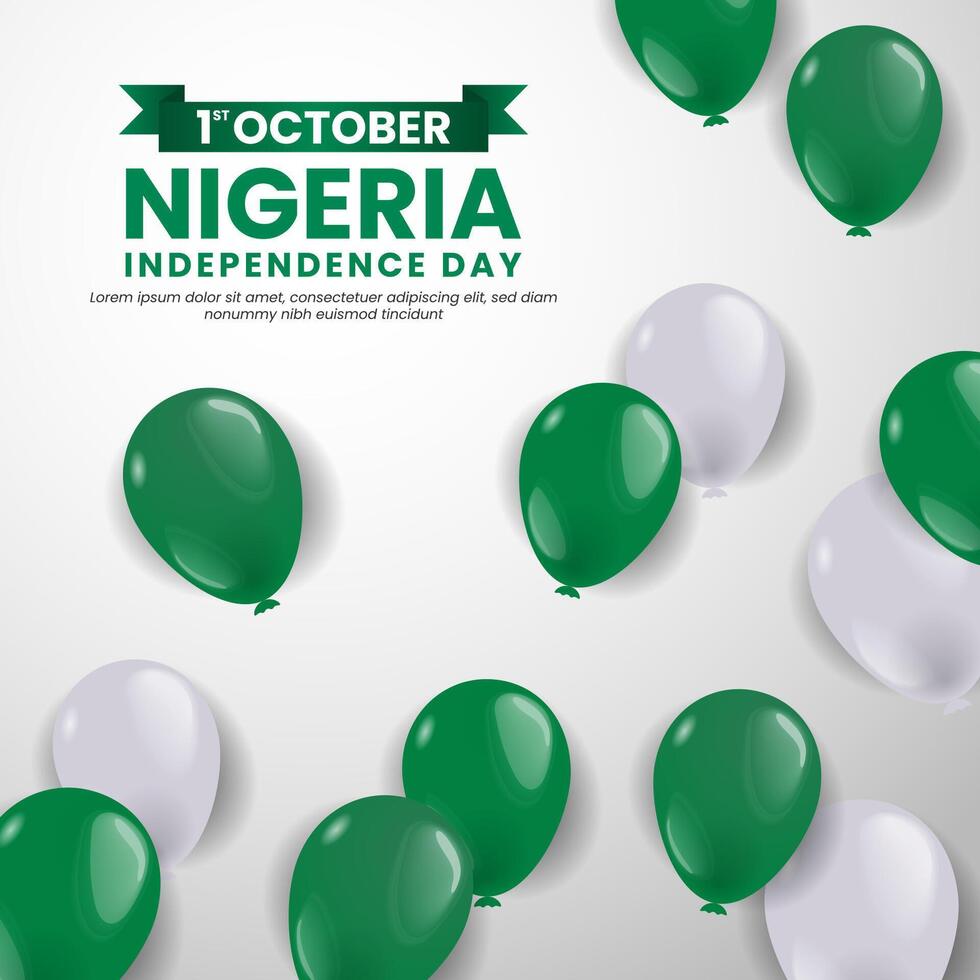 Nigeria Independence Day background with balloons illustration vector