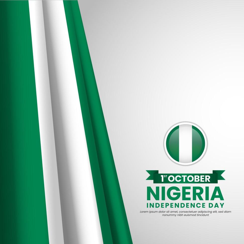 Nigeria independence day Waving flag on white background. Template for Banner, greeting card, feed vector