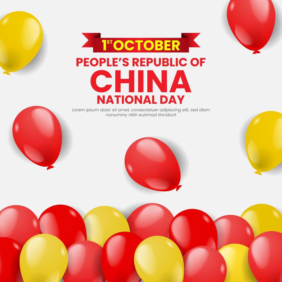 China national day with balloons decoration with copy space background vector