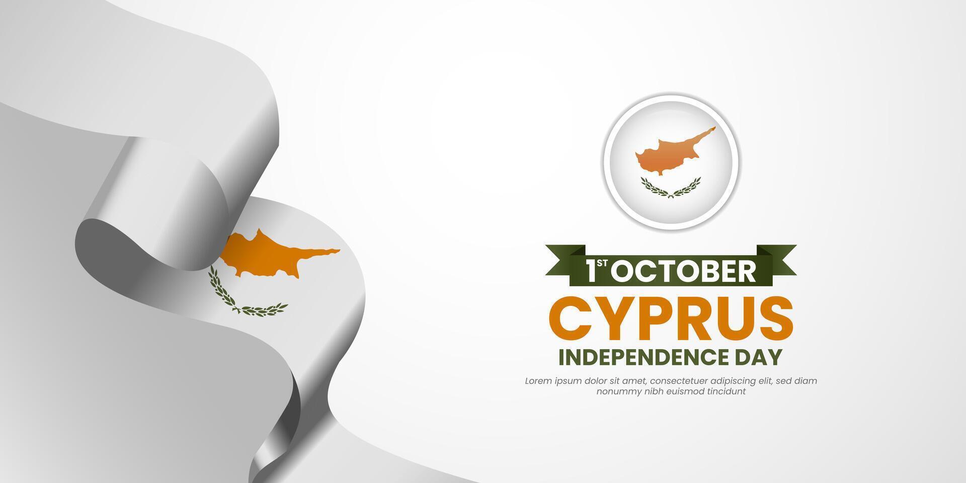 Cyprus independence day with ribbon flag. National flag background design. vector