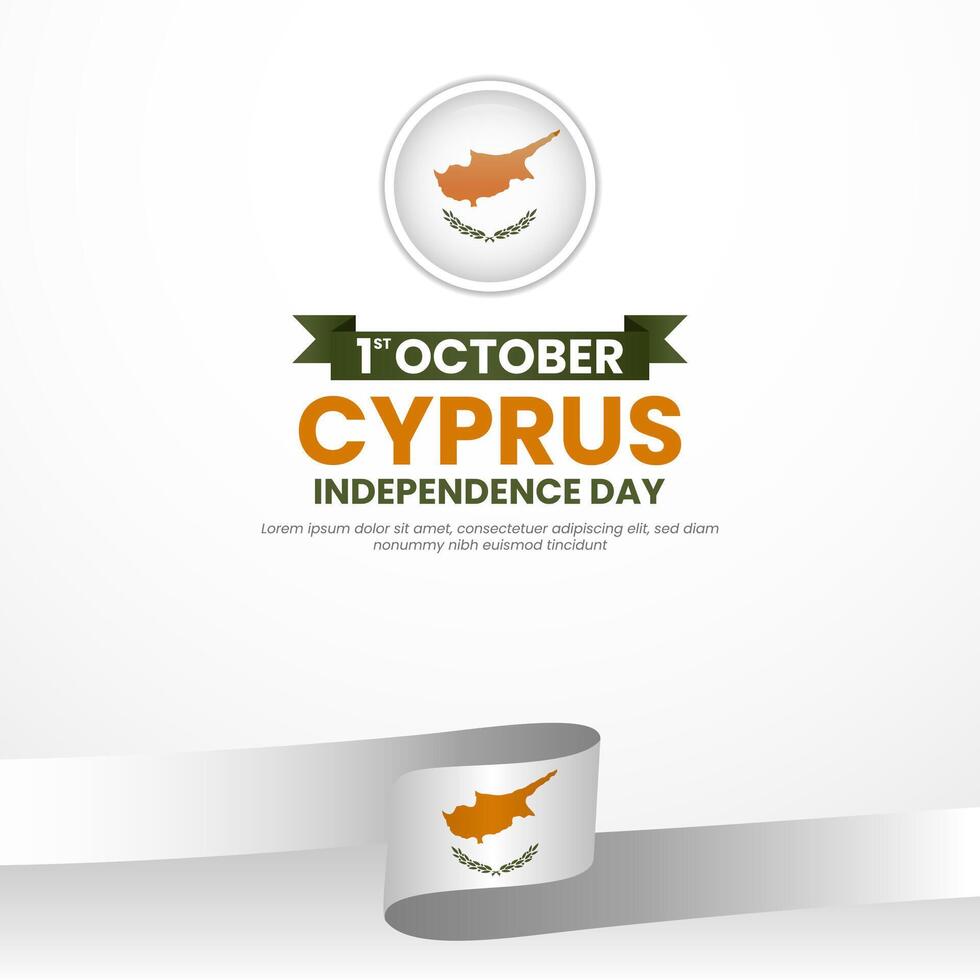Cyprus Independence Day with Cyprus waving ribbon flag emblem design vector