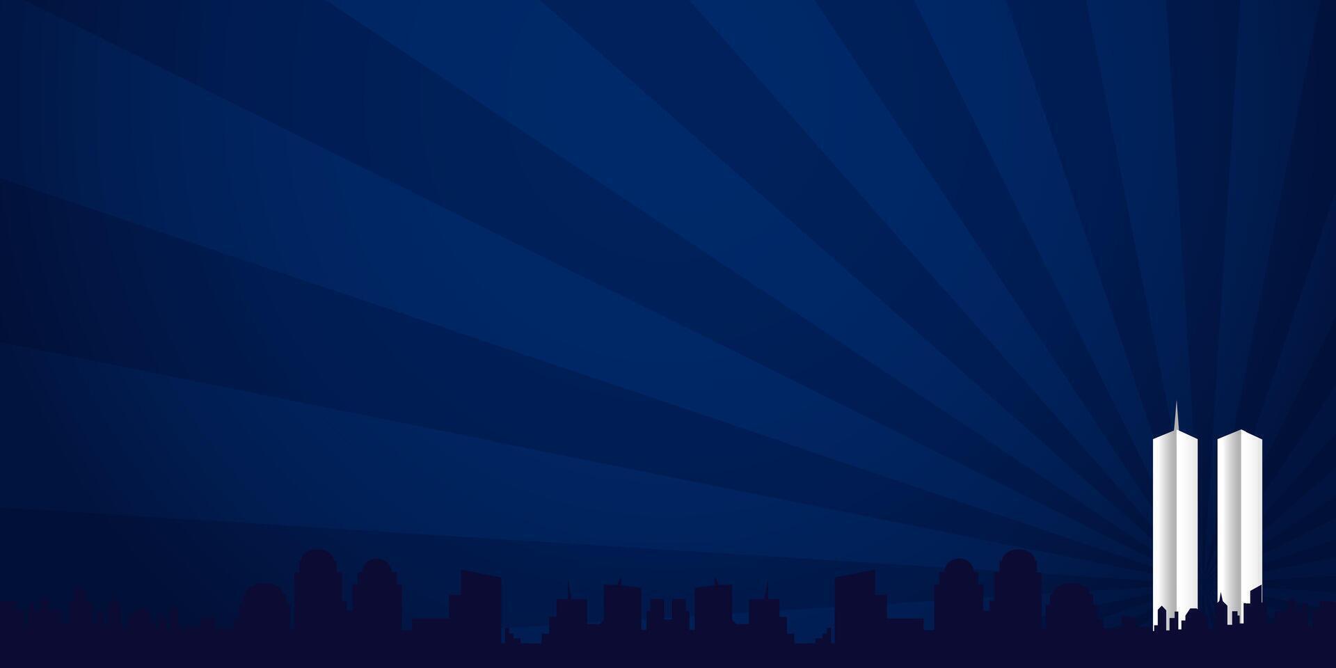 Patriot Day September 11th 911 copy space background with twin towers silhouette vector