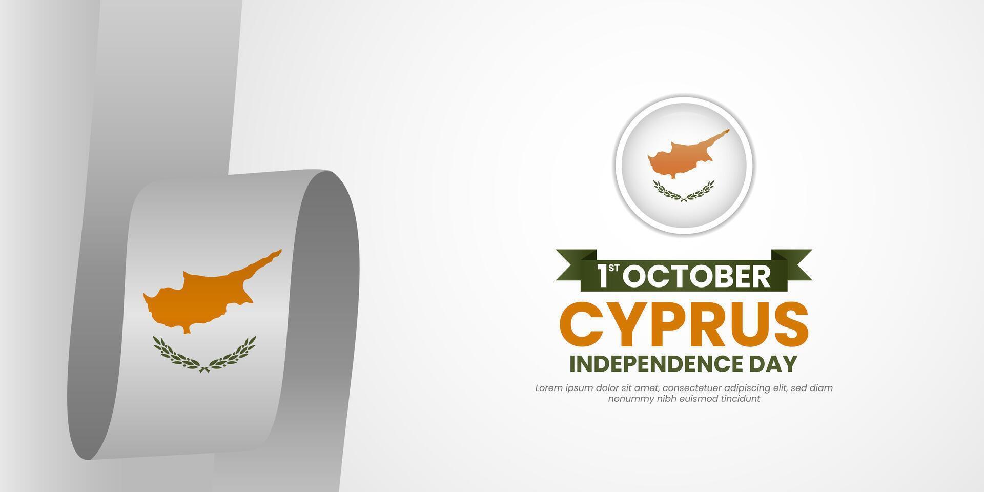 Cyprus independence day with ribbon flag. National flag background design. vector