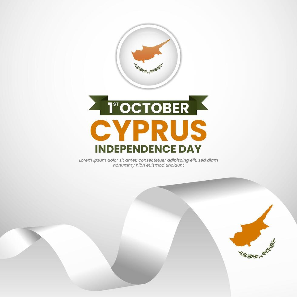 Cyprus Independence Day with Cyprus waving ribbon flag emblem design vector