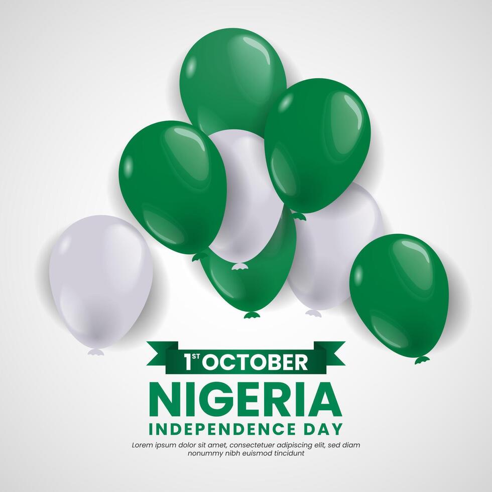 Nigeria Independence Day background with balloons illustration vector