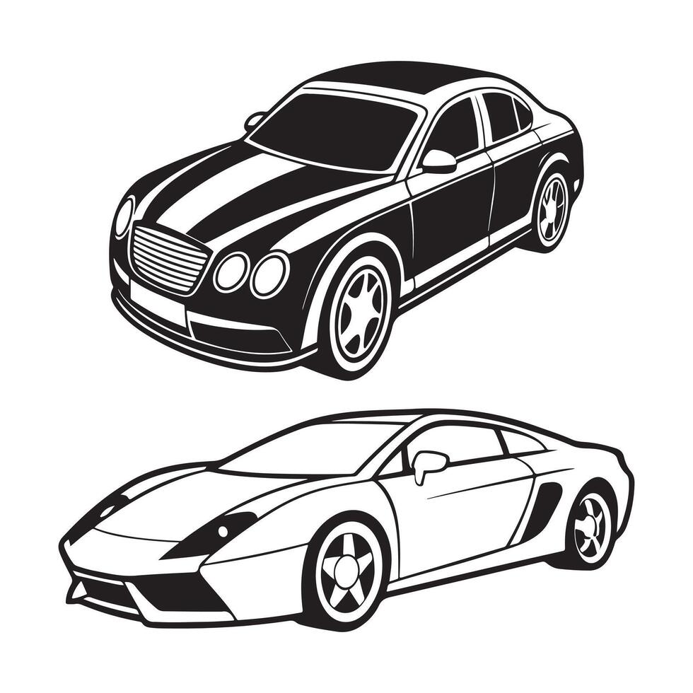 Car Outline Silhouette Art Illustration for Print. vector