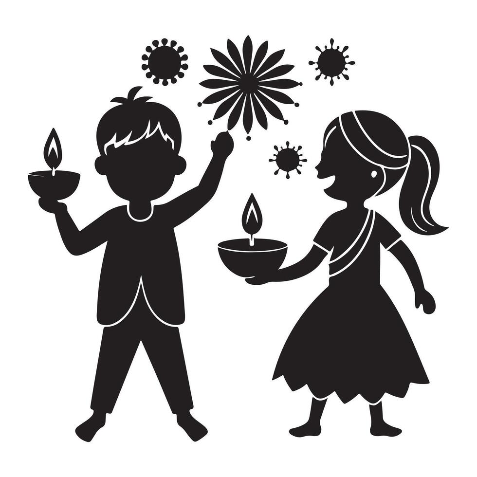 Diwali Silhouettes and Graphics for Festivals. vector