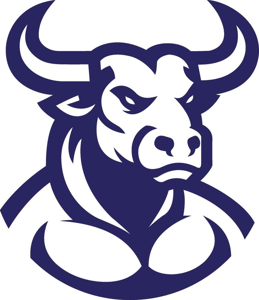 a bull head with horns and a large mouth vector