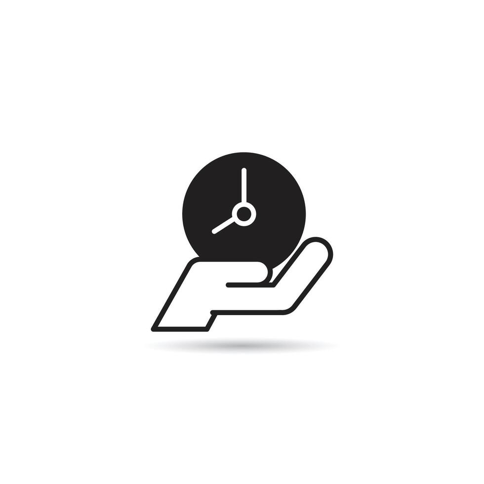 hand holding clock icon on white background vector