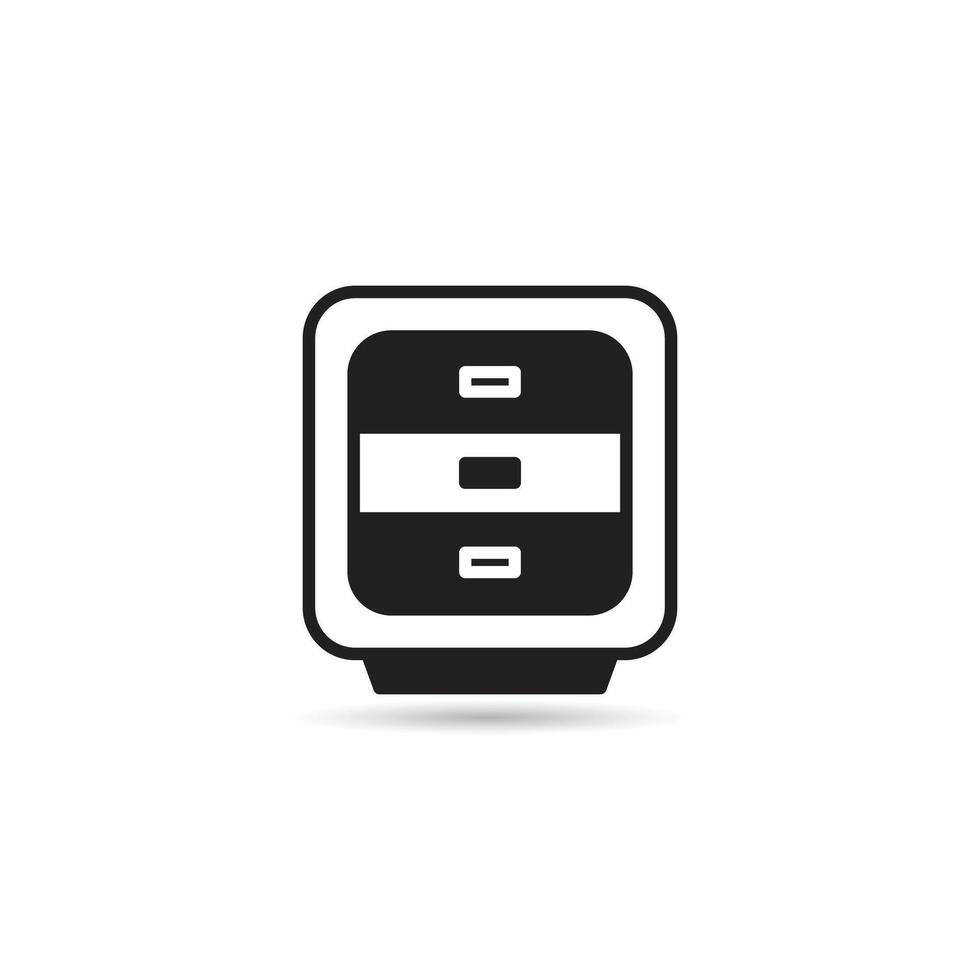 A black and white icon of a computer vector