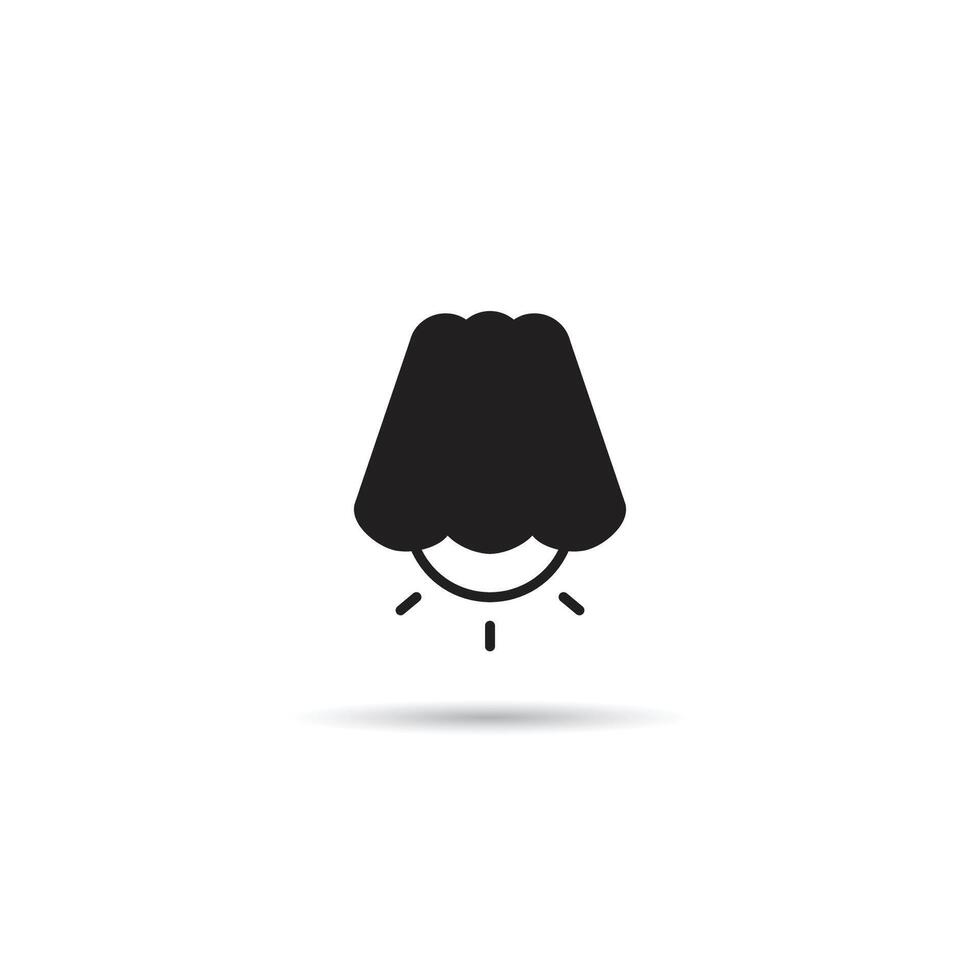 A black and white icon of a lamp with a light bulb vector