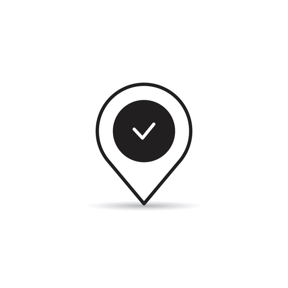map pin and check mark icon on white background illustration vector