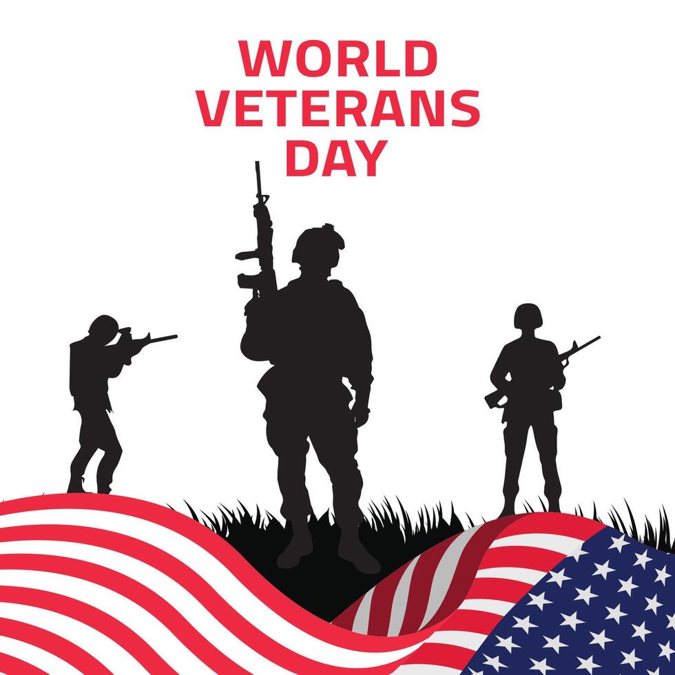 World Veterans Day Concept flat red background design vector