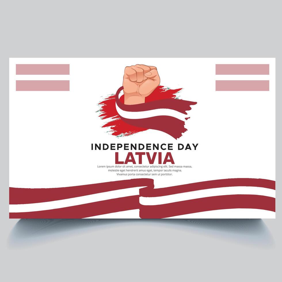 Happy Latvia independence Day Banner and hand flag design vector