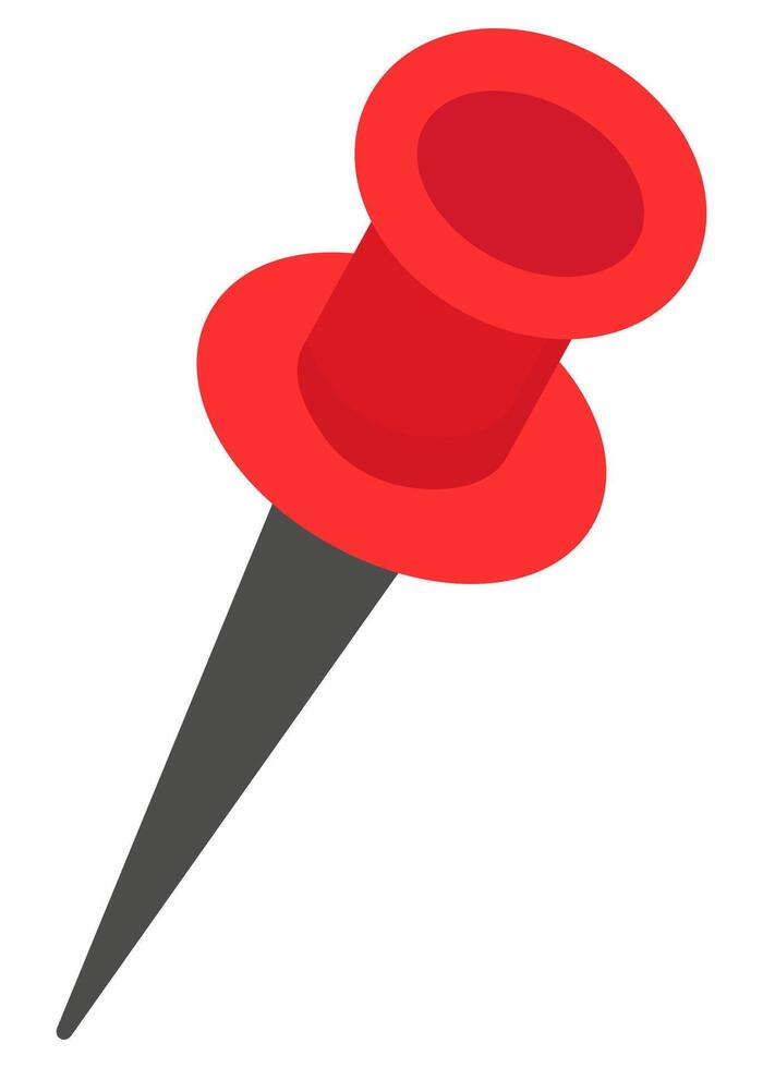 Red push office pin flat icon isolated on white background. vector