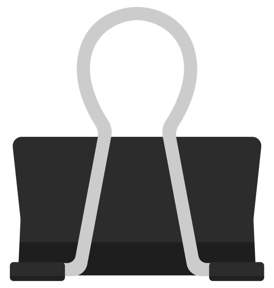 Flat icon of black paper clip or bulldog clip isolated on white background. vector