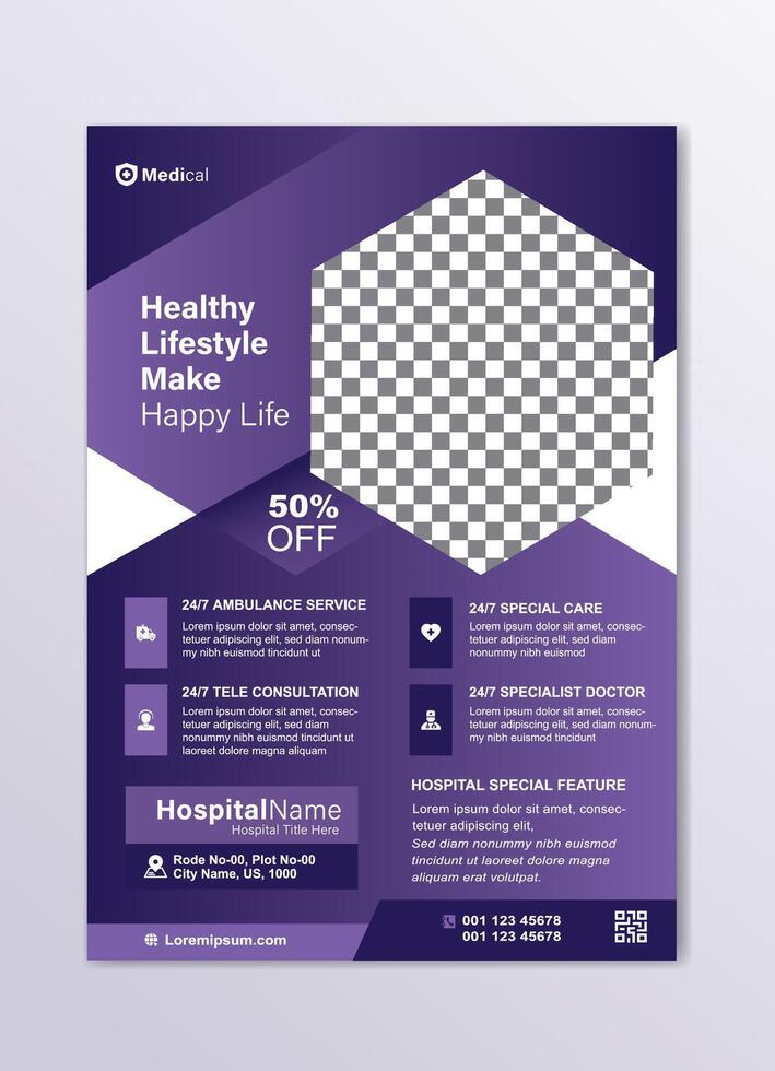 Modern Medical Flyer Design, Healthcare A4 Size Flyer Template, print-ready medical flyer template vector