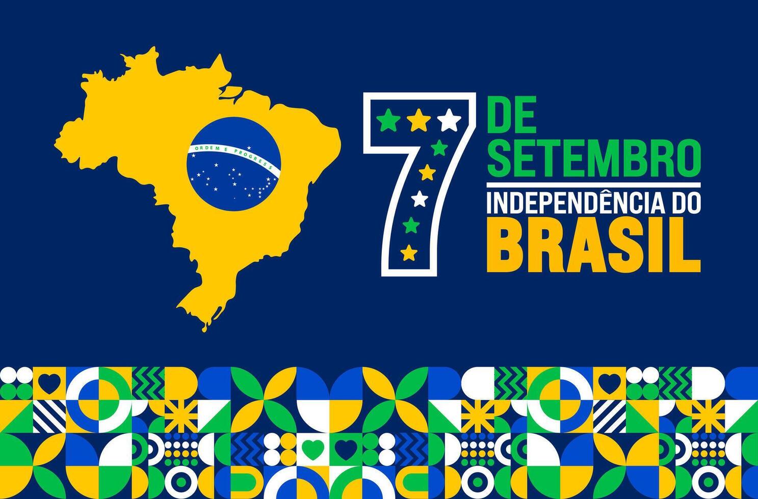 7 September Brazil Independence Day geometric shape pattern background or banner design template vector