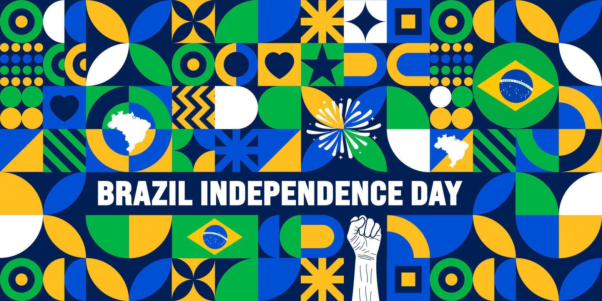 7 September Brazil Independence Day geometric shape pattern background or banner design template vector