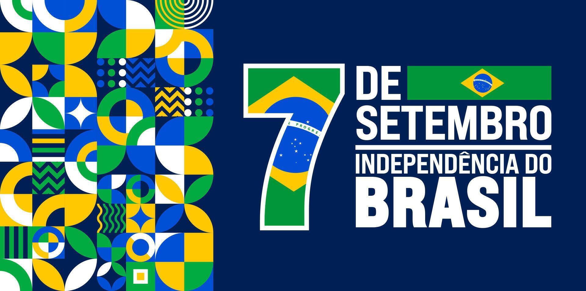 7 September Brazil Independence Day geometric shape pattern background or banner design template vector