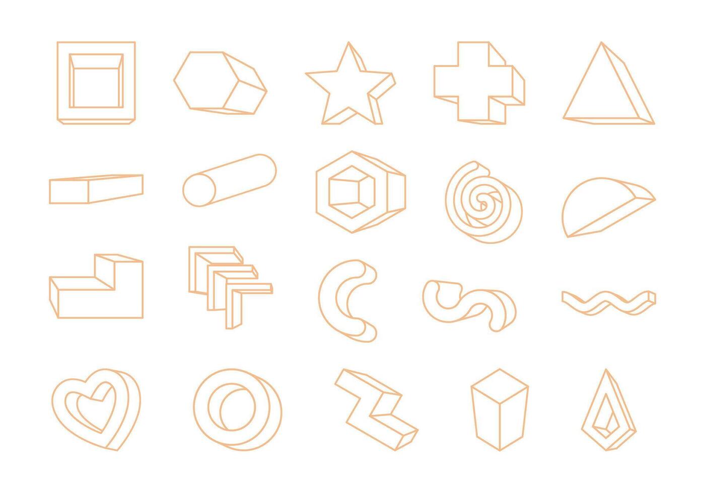 Memphis Geometric Outline Element Set vector