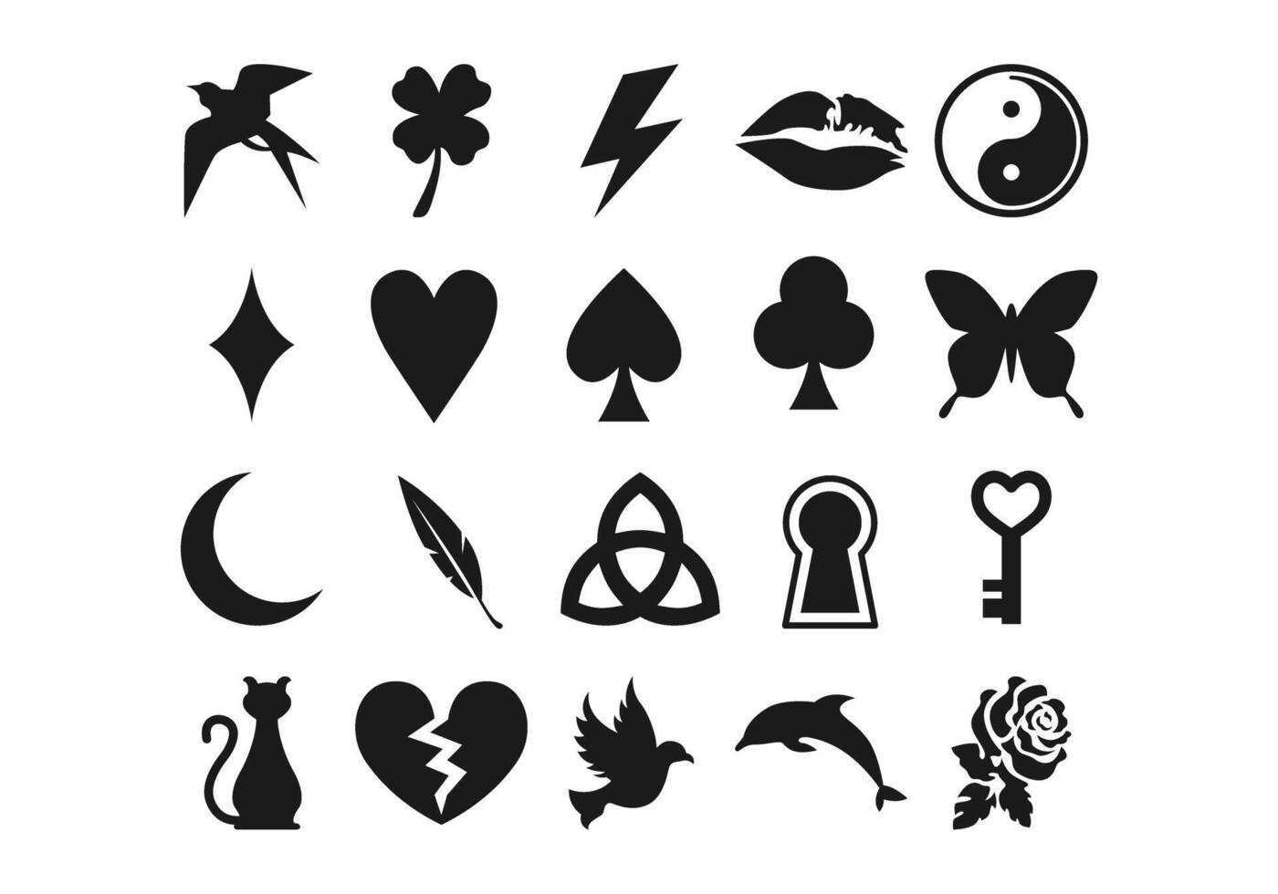 Different Tattoo Style Element Set vector