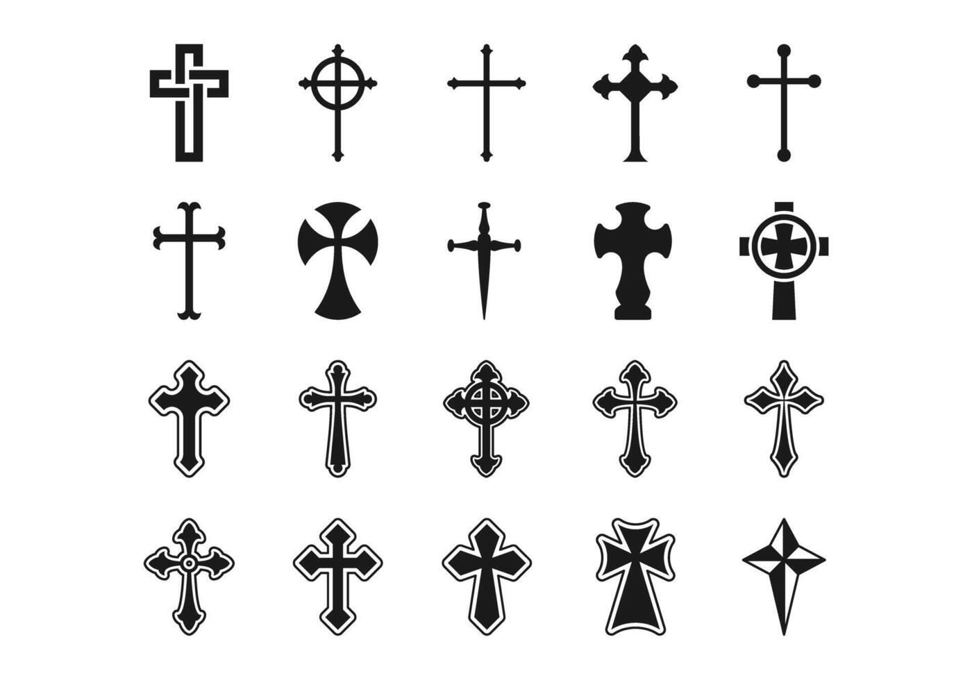 Cross Tattoo Design Element Set vector
