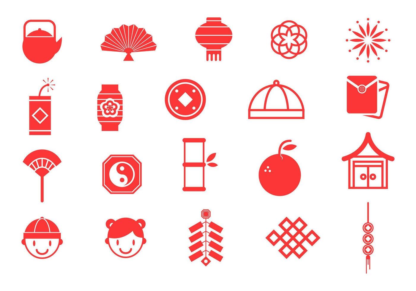 Chinese New Year Icon Element Set vector