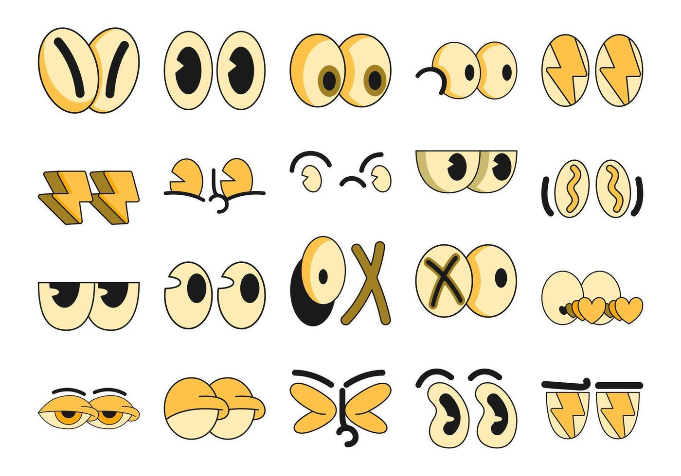 Groovy Eye Element Set vector