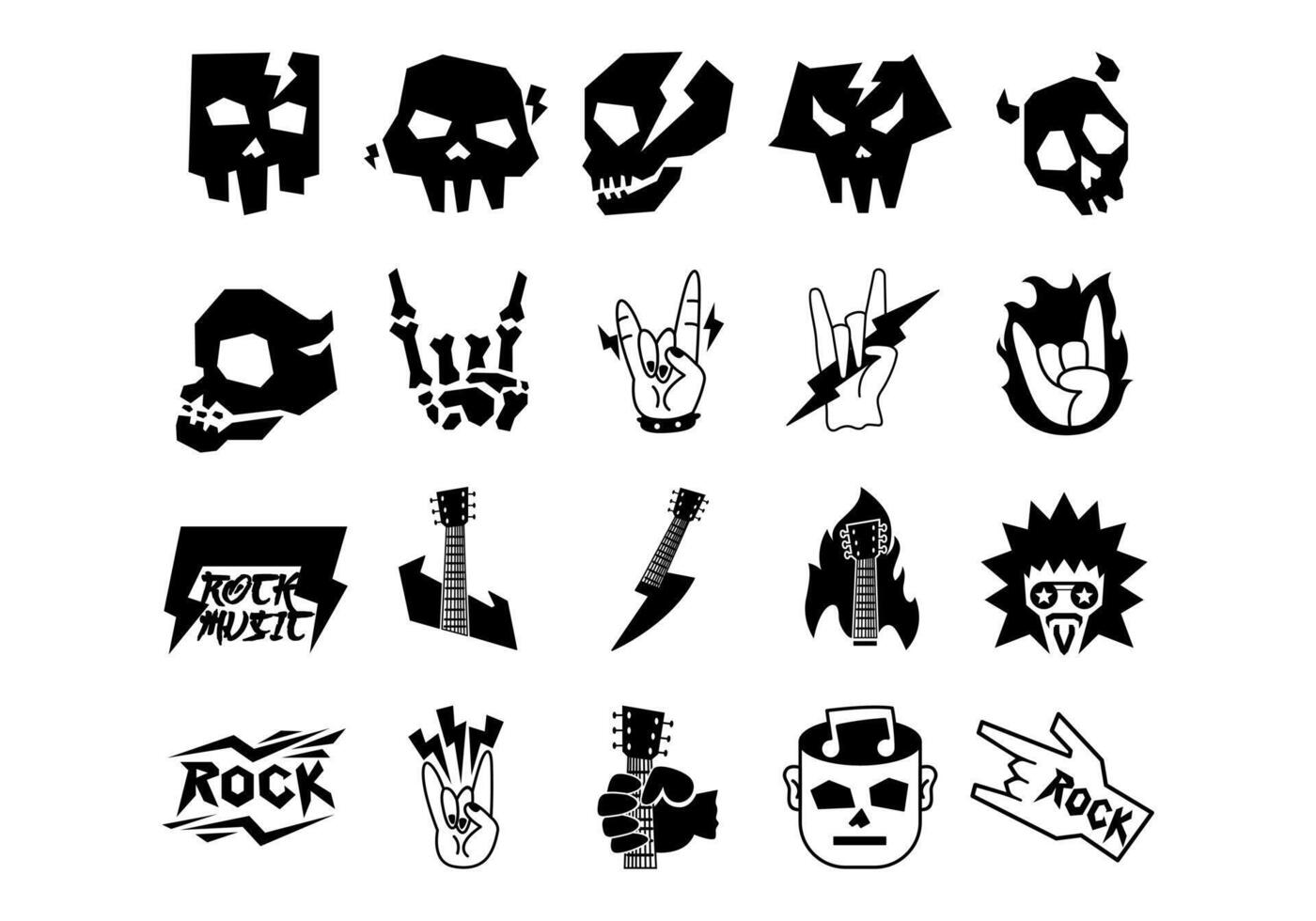 Rock Music Logo Element Set vector