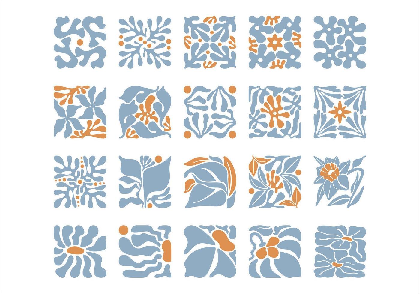 Abstract Plant Illustration Element Set vector