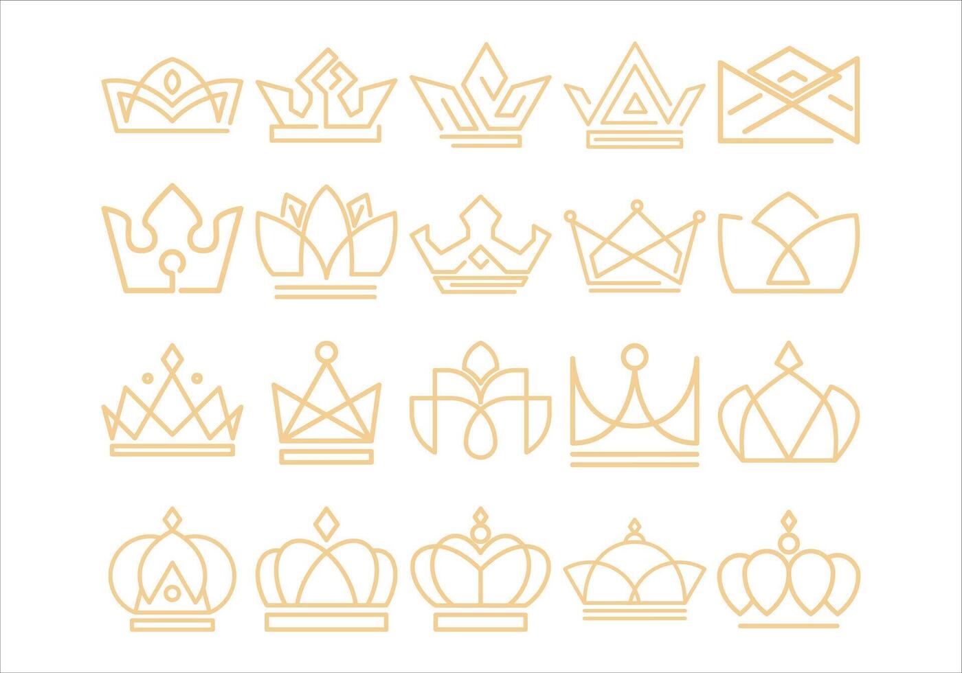 Luxury Crown Logo Outline Element Set vector