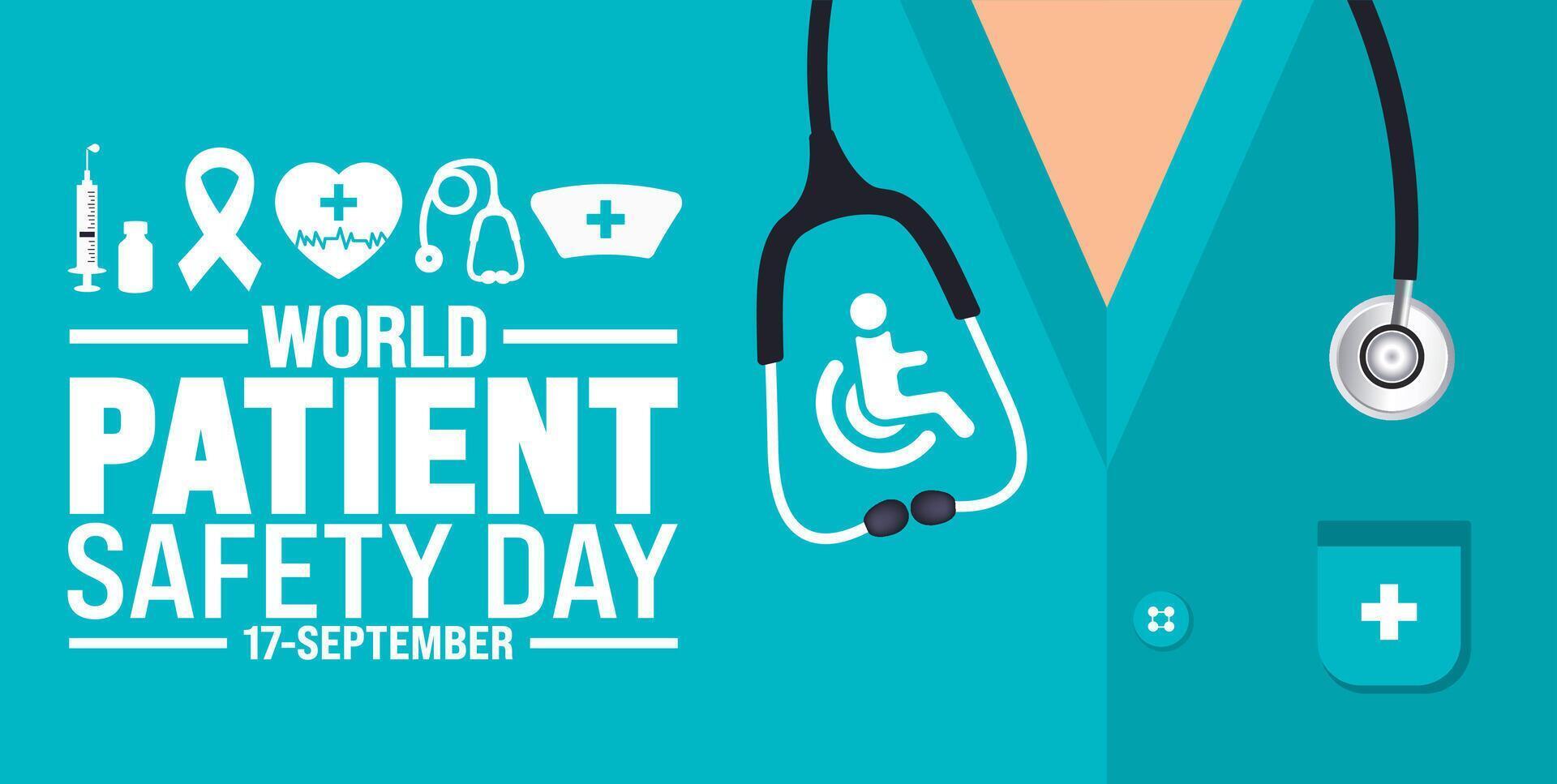 World Patient safety day background or banner design template. Holiday concept. Template for background, banner, card, poster, placard, design template with unique shapes with standard color. vector