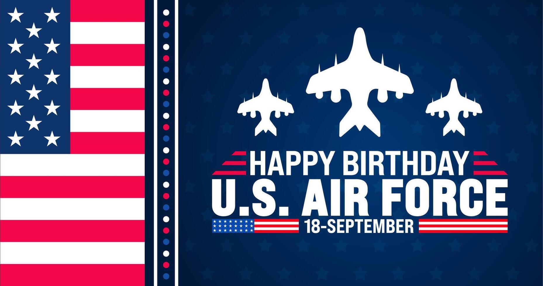 US Air Force birthday background or banner design template. Holiday concept. Template for background, banner, card, poster, placard, design template with unique shapes with standard color. vector