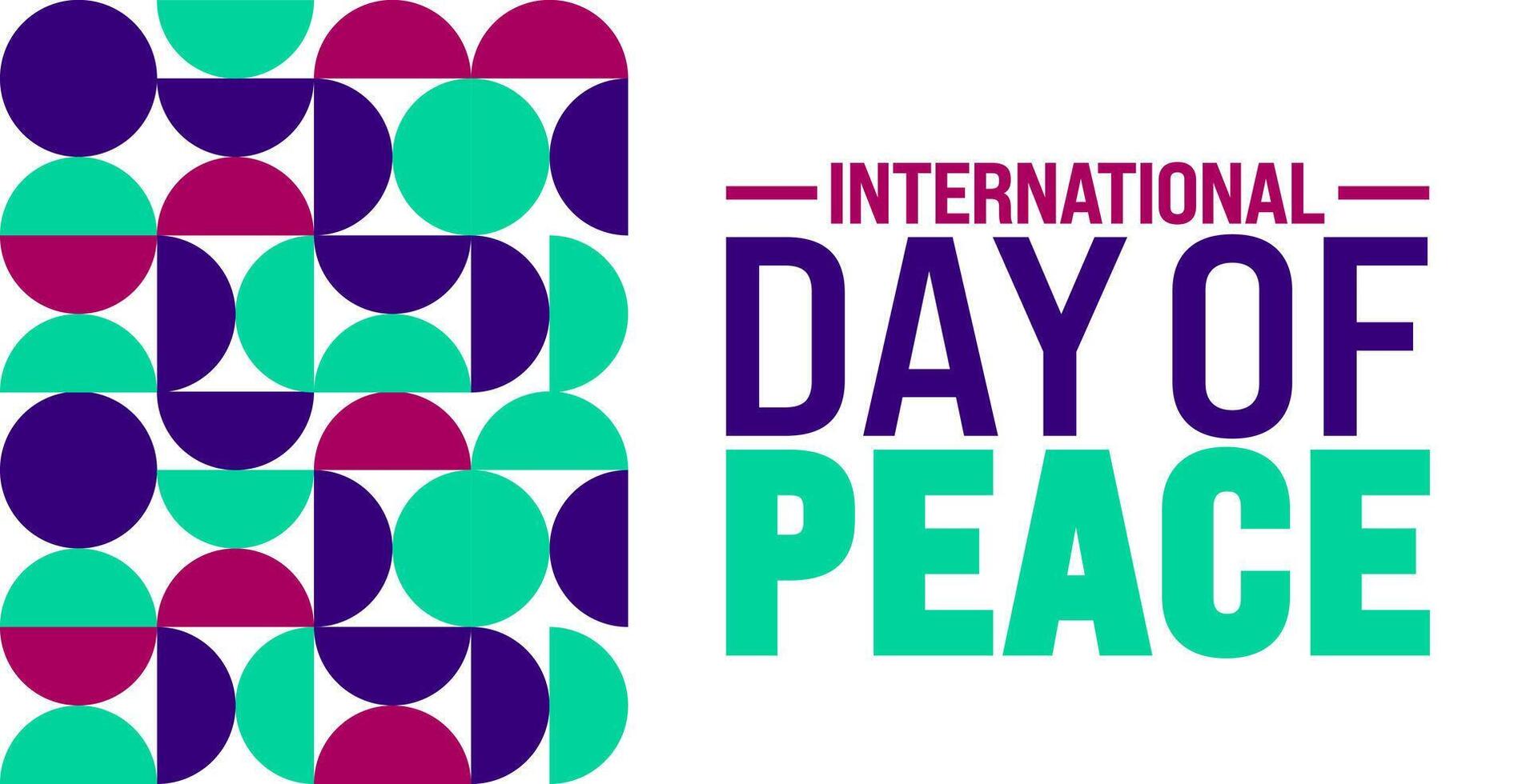 International day of Peace background or banner design template with geometric shape pattern. Holiday concept. Template for background, banner, card, poster, placard, design template with unique shape vector