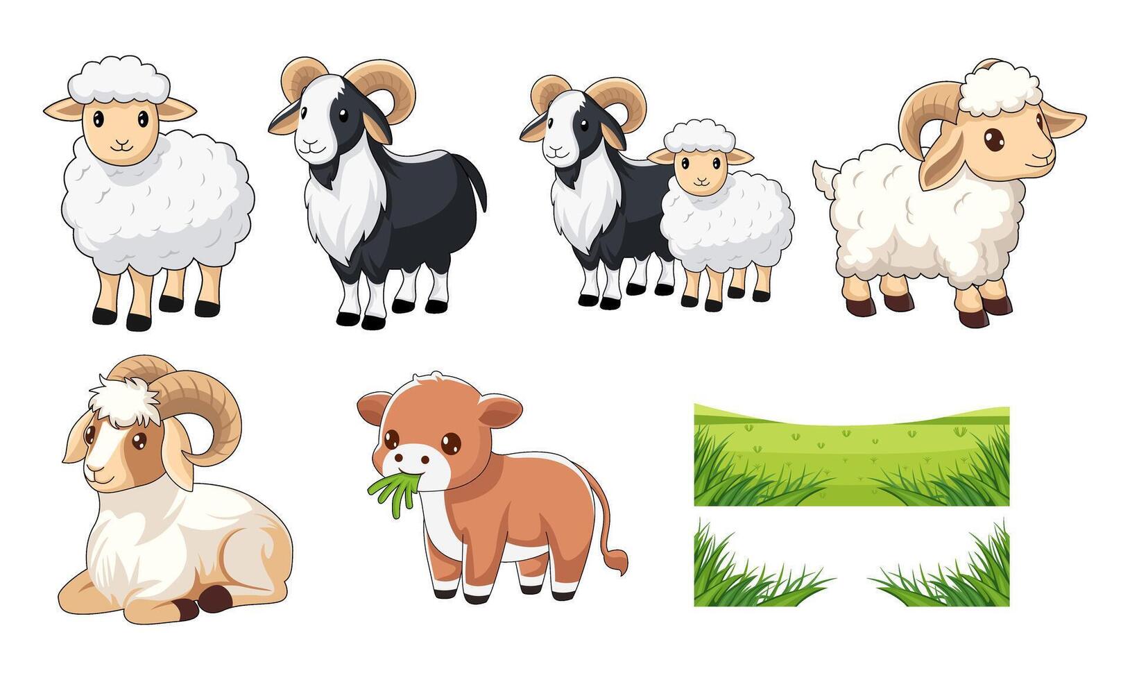 Eid Al Adha with Cute Sheep and Goat Illustration vector