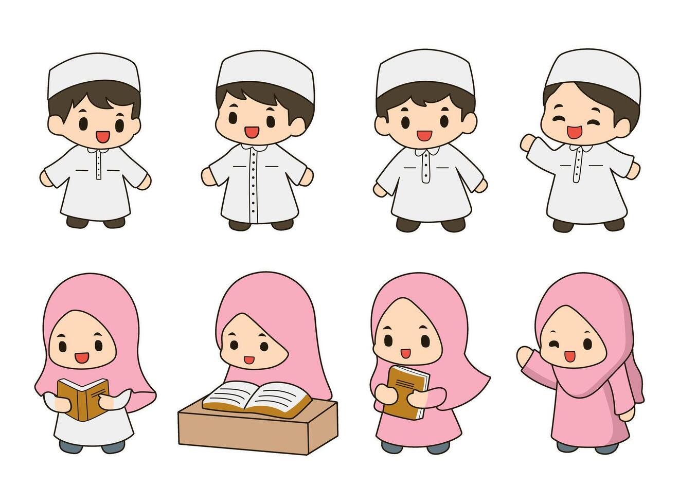 Cute Little Muslim Child Character vector