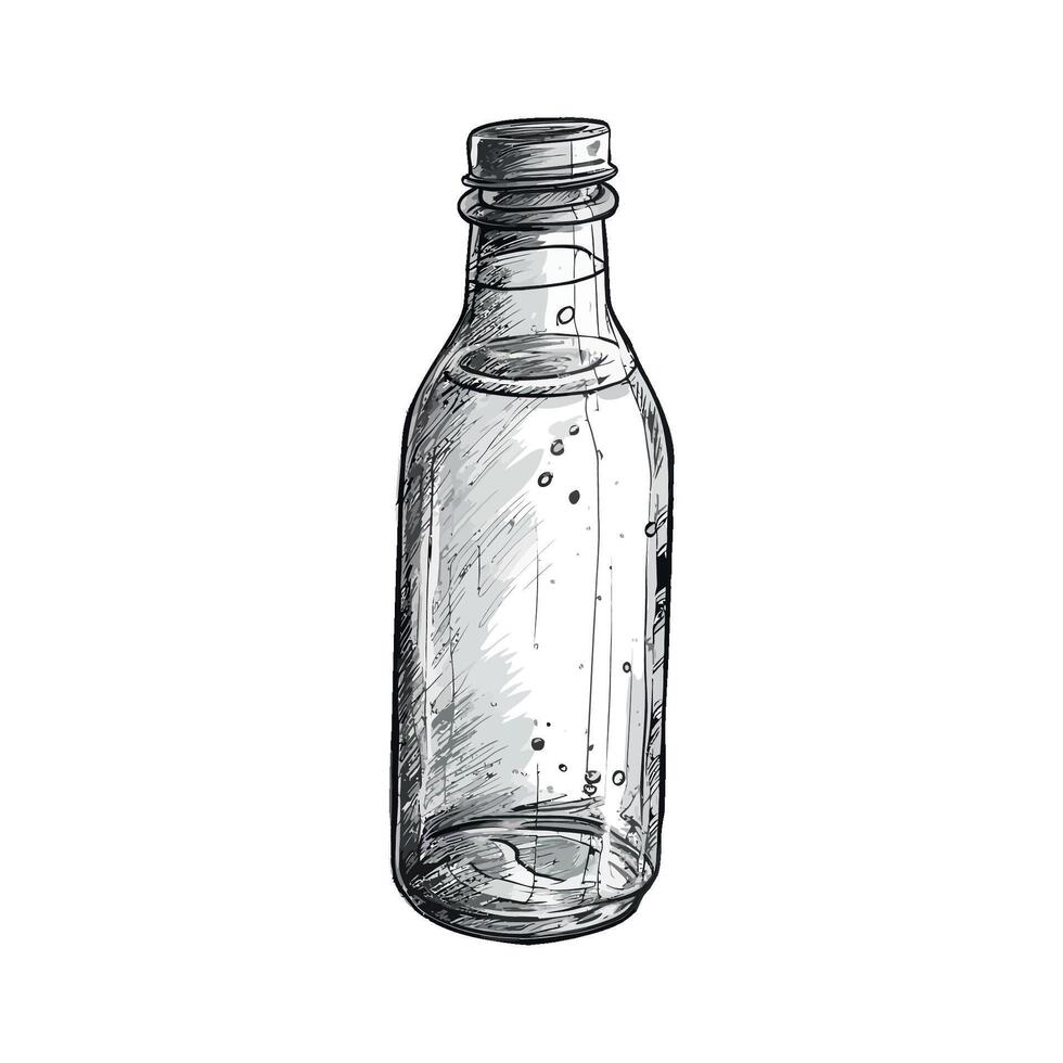 A drawing of a bottle with water inside vector
