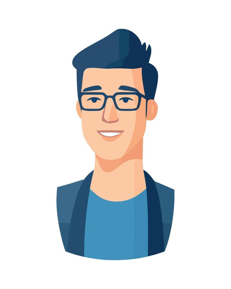 A man with glasses and a blue shirt vector