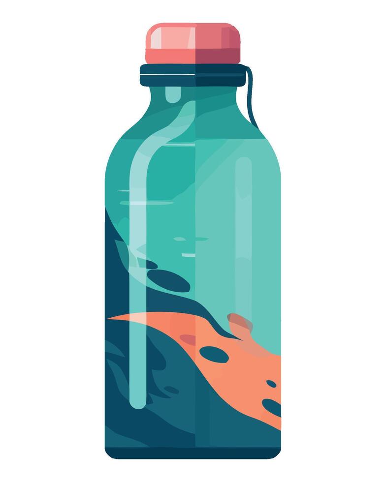 Bottle of water with waves illustration vector