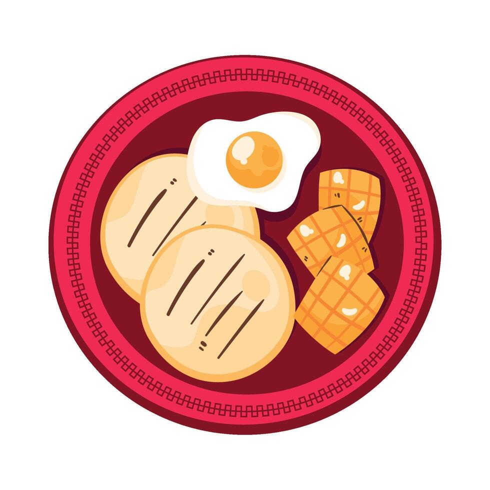 A plate with fried eggs and biscuits vector