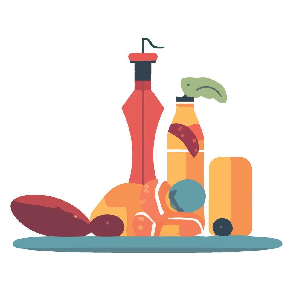A bottle of ketchup, a bottle of mustard, a bottle of pickles, a bottle vector