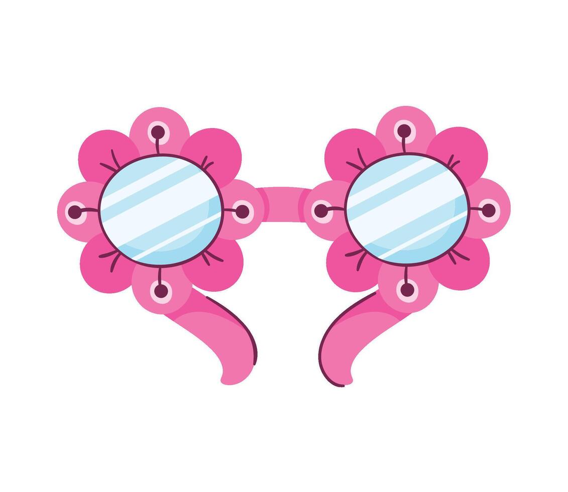 Glasses with flowers on them, isolated on white background vector