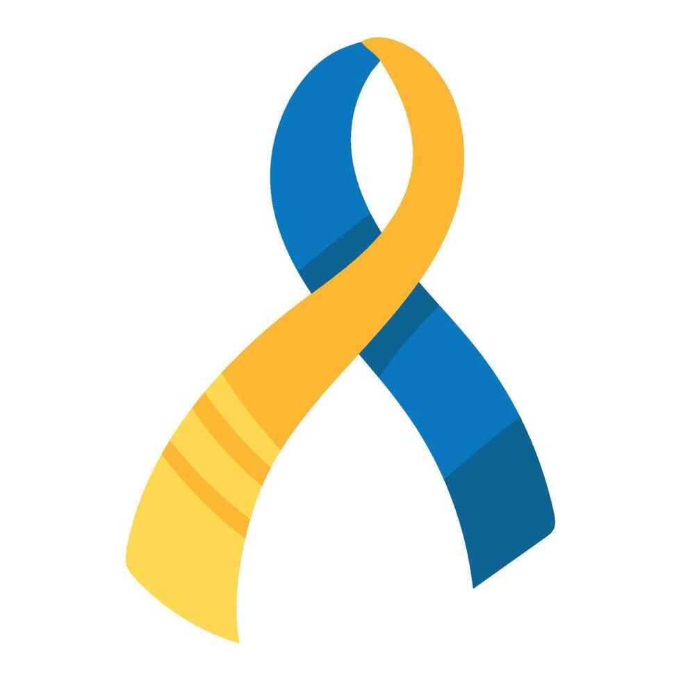 A yellow and blue ribbon is shown on a white background vector